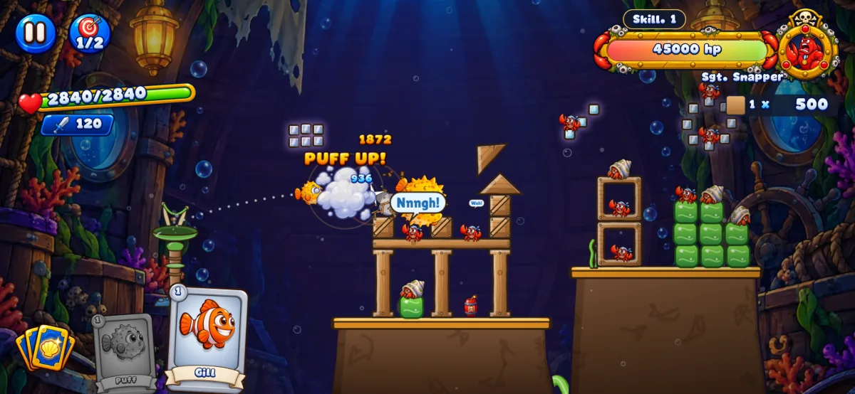 A hero flying into a crab fort